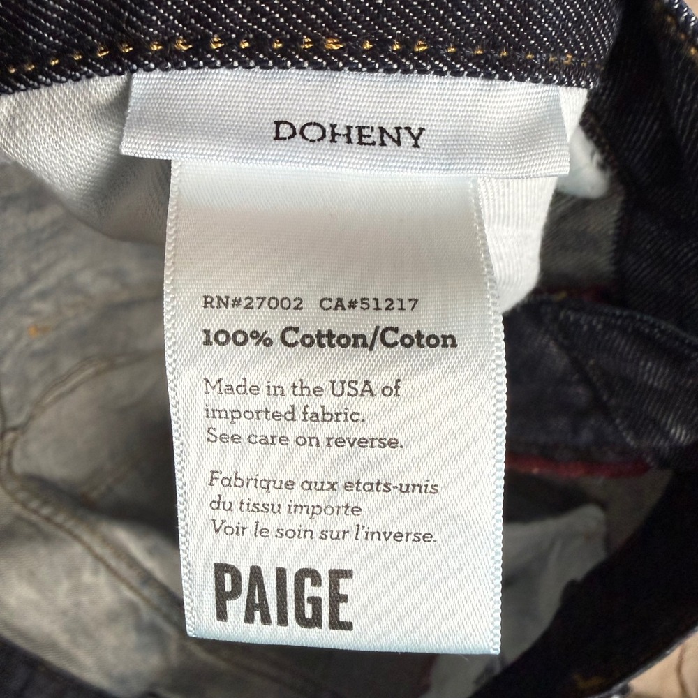 Paige Doheny Jeans 38x30 Straight Leg Dark Indigo Blue Denim Classic Rugged - Picture 4 of 12